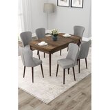 Hanah home trpezarijski set Due, sto na razvlačenje i 6 stolica, ploča u dekoru drveta Baroque, siva tkanina Babyface | Eponuda.com