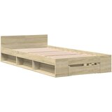 vidaXL Posteljni okvir s predalom sonoma hrast 90x200 cm inž. les, (21216088) | Shoptok.si
