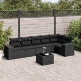 7-dijelni set vrtnih sofa od poliratana s jastucima crni | shoptok.hr
