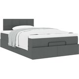 vidaXL Otomanski posteljni okvir z vzmetnico siv 120x200 cm blago | Shoptok.si