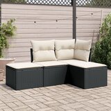 Maison Chic Seti vrtnega pohištva - Vrtna garnitura - Vrtni pohištvo set 4-delna z blazinami črna poli ratan, (21817587) | Shoptok.si