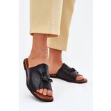 EVENTO Women's flat sandals with decorative tying black Norela Cene