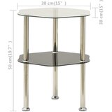  Bočni stolić s 2 razine prozirni i crni 38x38x50 cm stakleni | Shoptok.si