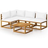  3057657 5 Piece Garden Lounge Set with Cushion Cream Solid Acacia Wood (311857+311859+311863) | shoptok.hr