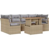  Set sofe za vrt od 7 dijelova s jastučićima Bež poli ratan akacija 2-sjedalna vrtna sofa s jastučićima bež poli ratan Cijene