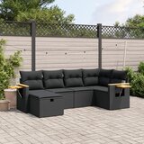 vidaXL 6-dijelni set vrtnih sofa s jastucima crni od poliratana | shoptok.hr