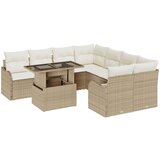 vidaXL 9-dijelni set vrtne sofe s jastučićima bež poli ratan, 2-sjedna vrtna sofa s jastučićima bež poli ratan Cijene