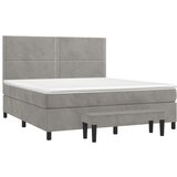  Box spring postelja z vzmetnico svetlo siva 160x200 cm žamet, (20900457) | Shoptok.si