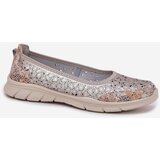 EVENTO Leather Perforated Lightweight Ballerinas Gold Leaneila | ePonuda.com