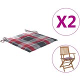 vidaXL Blazine za vrtne stole 2 kosa rdeč karo vzorec 40x40x3 cm blago Cene