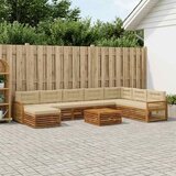  Set vanjskih sofa 9 kom. Prirodna i bež Čvrsto drvo akacije | shoptok.hr