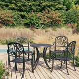  5-dijelni bistro set od lijevanog aluminija crni Cijene