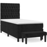 The Living Store Box spring postelja z vzmetnico črna 100x200 cm žamet - Box Spring Postelja, (21489400) | Shoptok.si