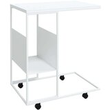 vidaXL Bočni stolić s kotačima bijeli 55x36x63 5 cm konstruirano drvo | shoptok.hr