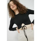 Hollister Co. Majica z dolgimi rokavi ženski, črna barva