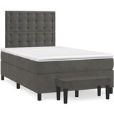 vidaXL Krevet box spring s madracem tamnosivi 120 x 190 cm baršun Cijene