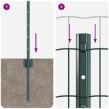 vidaXL Ograja Euro z 5 U postavitvami Zelen 0.4x10 m Jeklo | Shoptok.si