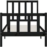  Posteljni okvir črn iz trdnega lesa 100x200 cm, (20685130) | Shoptok.si