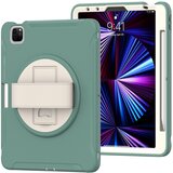 NIKCORP Ovitek za iPad Pro 11" (1./2./3. gen) s 360-stopinjskim vrtljivim stojalom, držalom za pisalo in zaščito pred udarci, zelen, (5000138994) | Shoptok.si