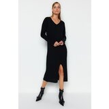 Trendyol Black Midi Knitwear V-Neck Dress | Shoptok.si
