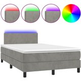 The Living Store Box spring postelja z vzmetnico LED svetlo siva 120x200cm žamet - Box Spring Postelja, (21492566) | Shoptok.si