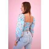 Kesi Włoski Women's floral Spanish blouse, long sleeve blue | shoptok.hr