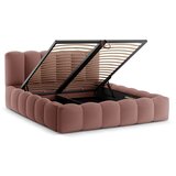 Micadoni Ružičasti tapecirani bračni krevet s prostorom za odlaganje s podnicom 180x200 cm Lupine – | shoptok.hr
