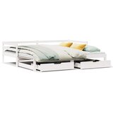 vidaXL Dnevna postelja s predali bela 90x200 cm trdna borovina, (21303585) | Shoptok.si