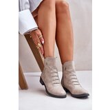 Kesi Insulated women's ankle boots on a flat heel beige Labise Cijene