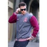 Madmext Smoked Men's College Jacket with Embroidery on the Front 6036