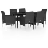  7-dijelni vrtni blagovaonski set s jastucima crni | shoptok.hr