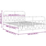  Metalni okvir kreveta uzglavlje i podnožje crni 135x190 cm | shoptok.hr