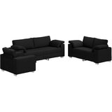 SOFA 3 pcs Crna 219 x 80 x 82 cm Platnasta tkanina | shoptok.hr