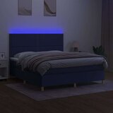  Krevet box spring s madracem LED plavi 180x200 cm od tkanine | shoptok.hr