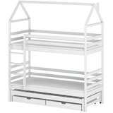 Molarem Home Drveni dječji krevet na kat Dalia s tri kreveta i ladicom - bijeli - 200x90 cm - Madrac PE pjena 8 cm-spužvasti madrac | shoptok.hr
