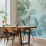  Foto tapeta - Large Leaves in Shades of Green-Mint: Botanical Motif 200x140 | shoptok.hr