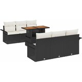 vidaXL Sjedeća garnitura za vrt s jastukom 7 pcs Crna i krem | shoptok.hr