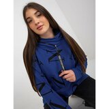 Fashion Hunters Dark blue women's plus size lettering sweatshirt Cene