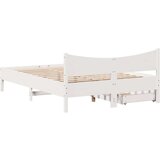 vidaXL Posteljni okvir s predali bel 135x190 cm trdna borovina | Shoptok.si