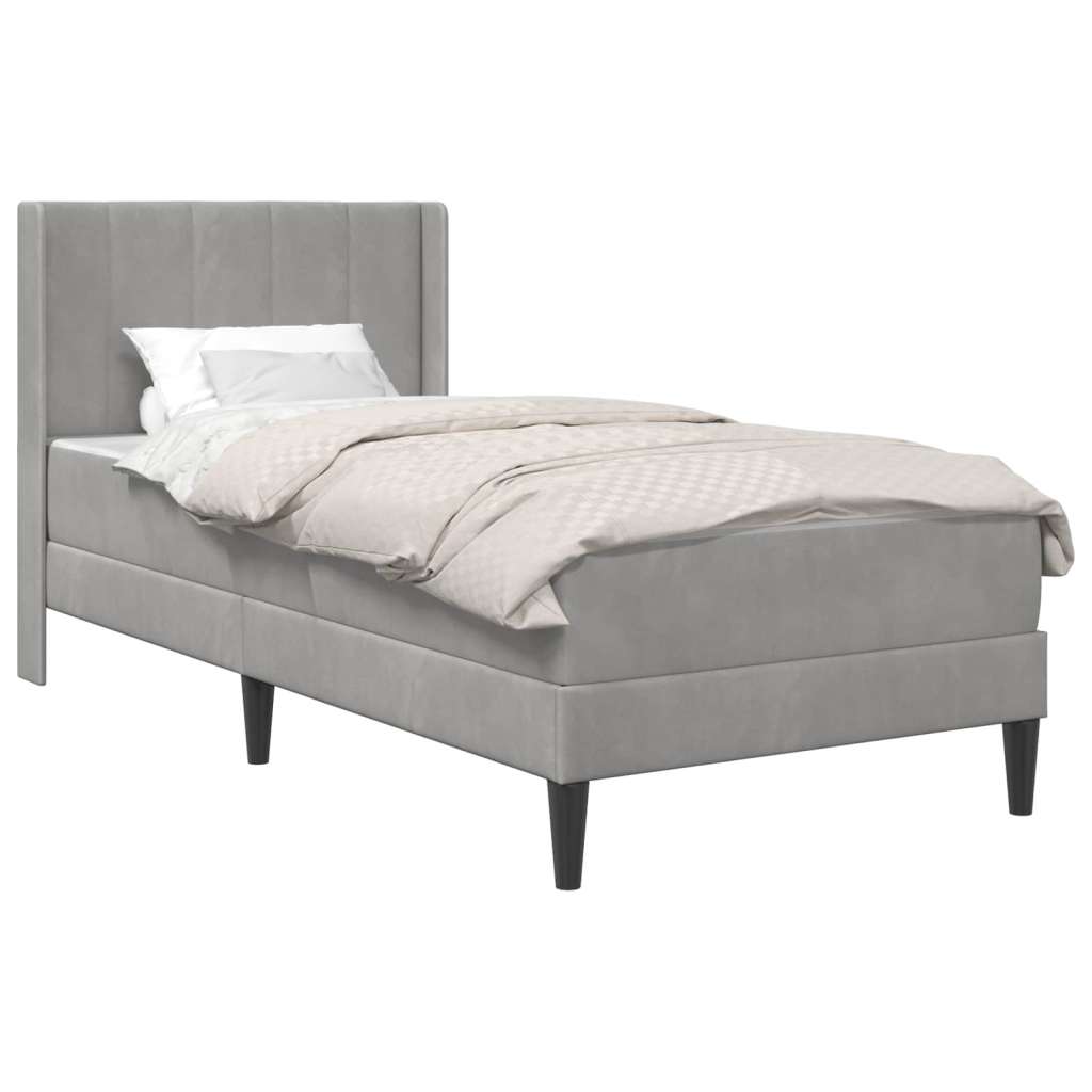  Okvir kreveta s madracem 2 pcs Svijetlo siva Baršun - Svjetlosiva 90 x 190 cm | shoptok.hr