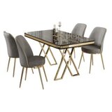 Hanah home Set Trpezarijski sto i 4 stolice, sivo-crna | Eponuda.ba