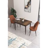 Hanah home trpezarijski set Nil, sto i 2 stolice, ploča u dekoru drveta Baroque, terakota tkanina Babyface | Eponuda.com