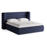 Micadoni Modra oblazinjena zakonska postelja s prostorom za shranjevanje z letvenim dnom 160x200 cm Mount – | Shoptok.si