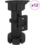  Noge namještaja Podesiva 12 pcs Crna 46 x 46 x 128 mm PP | shoptok.hr