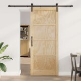  Klizna vrata Prirodna i crna 86 x 211 cm Masivna borovina | shoptok.hr