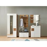 Voleo garderobna klop bela, barve hrasta | Shoptok.si