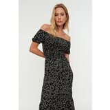 Trendyol Black Carmen Collar Printed Ribbed Knitted Dress | ePonuda.com