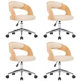 vidaXL Vrtljivi jedilni stoli 4 kosi krem ukrivljen les in um. usnje | Shoptok.si