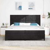  LED Box Spring Krevet s uzglavljem Crna 200 x 200 cm Baršun | shoptok.hr