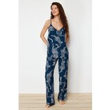 Trendyol Blue Leopard Pattern Viscose Woven Pajamas Set Cene